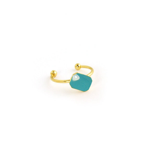 Dainty octagon ring with enamel in gold
