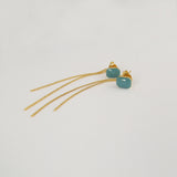 Gold plated octagon stud earrings with delicate chains