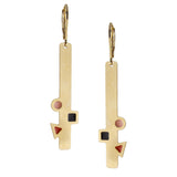 handmade aliquo gold bar earrings with geometric shapes