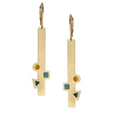 handmade aliquo gold bar earrings with geometric shapes